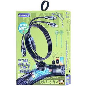 Кабель для зарядки 3в1 REMAX RC-C169 USB-A-Type-C+Lightning+Wireless Charge 1,2м Чорний - Фото 1