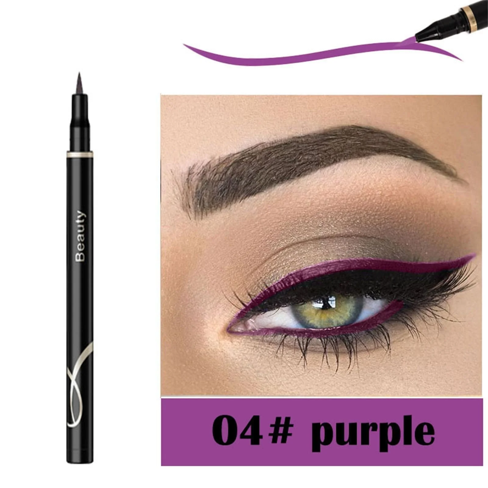 Рідка Підводка для очей 12 Farben Fine Fiber Long-Lasting Sweat Proof Rainbow Eye Liner 0.6 мл, D,, фото №2