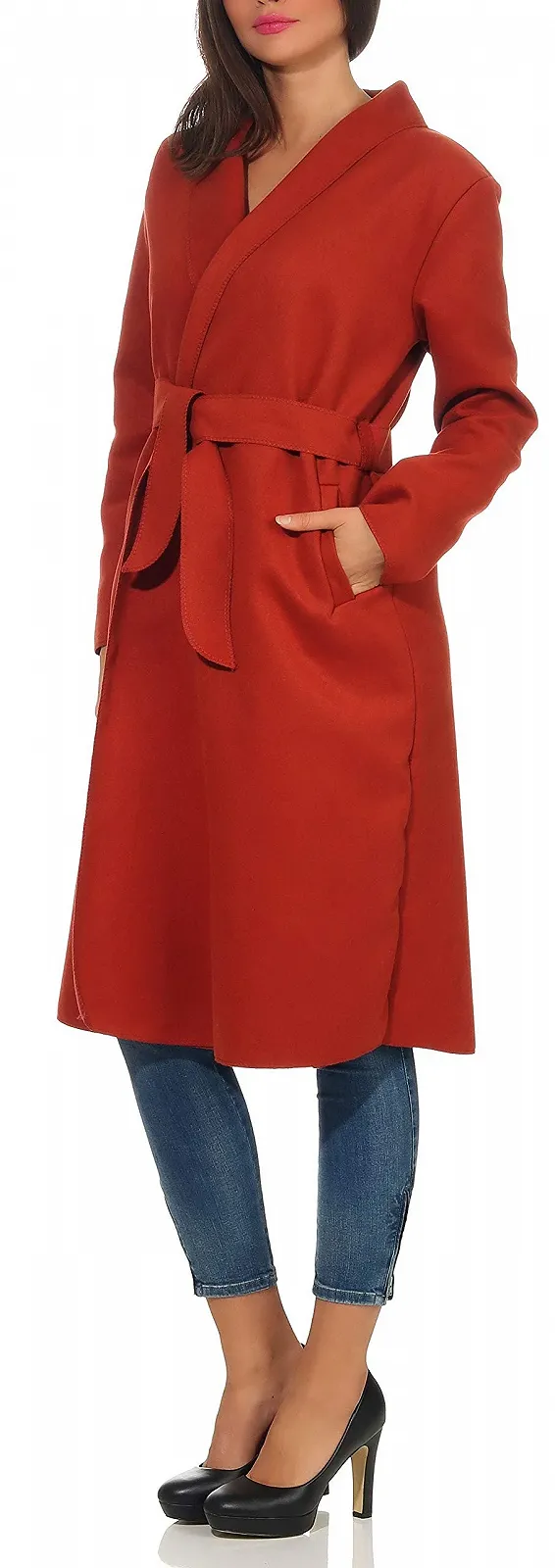 Пальто Malito 3050 Довге з каскадним вирізом Жіноче, фото №3