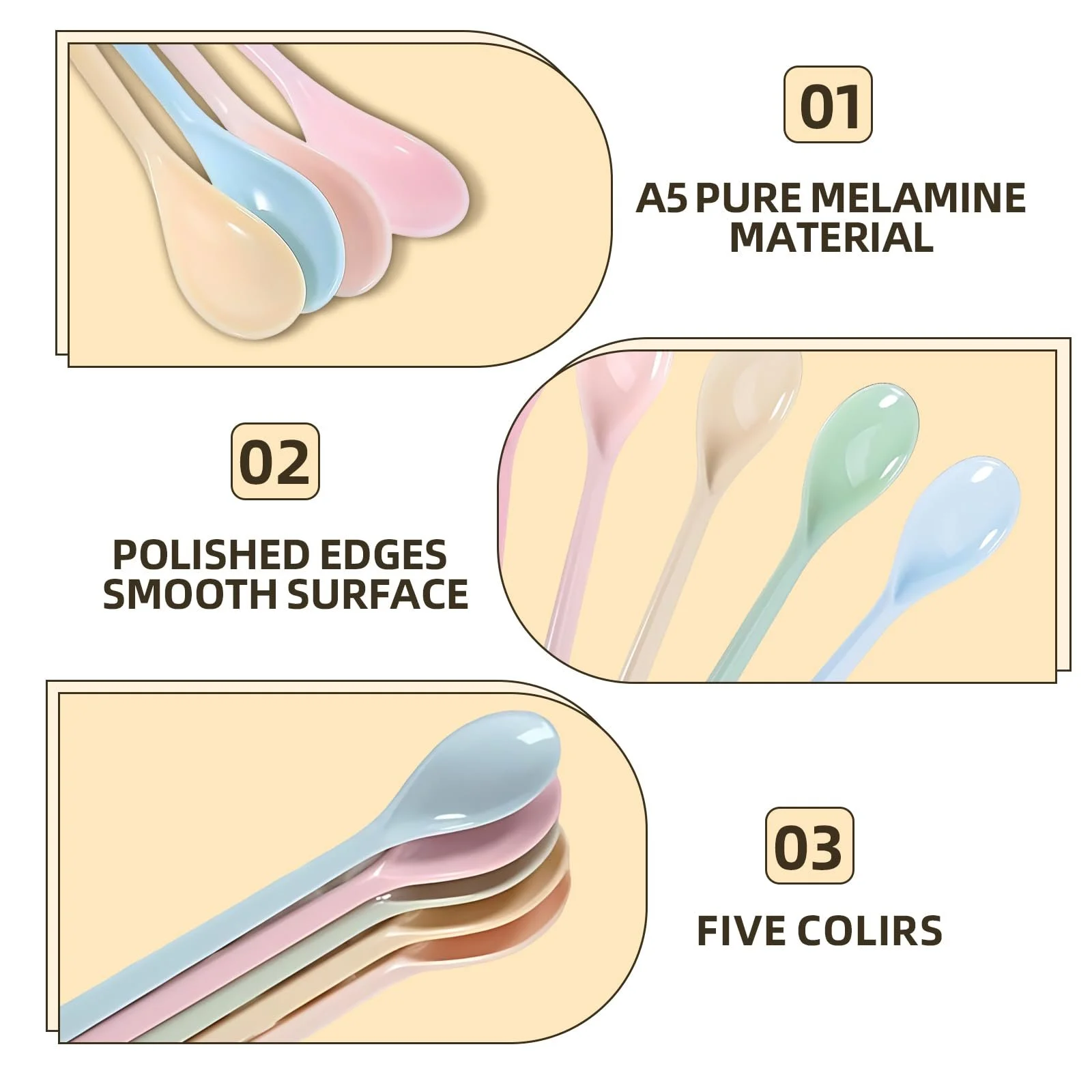 Ложка Пластиковая Цветная 18.5 см (набор 5 шт.), фото №3