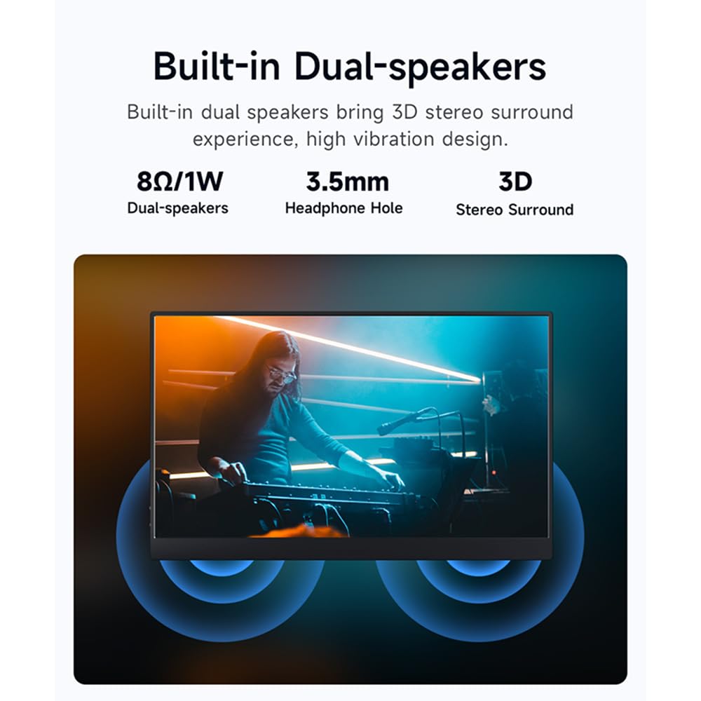 Монитор Docooler Portable 15 дюймов FHD1080P IPS с встроенными динамиками, фото №4