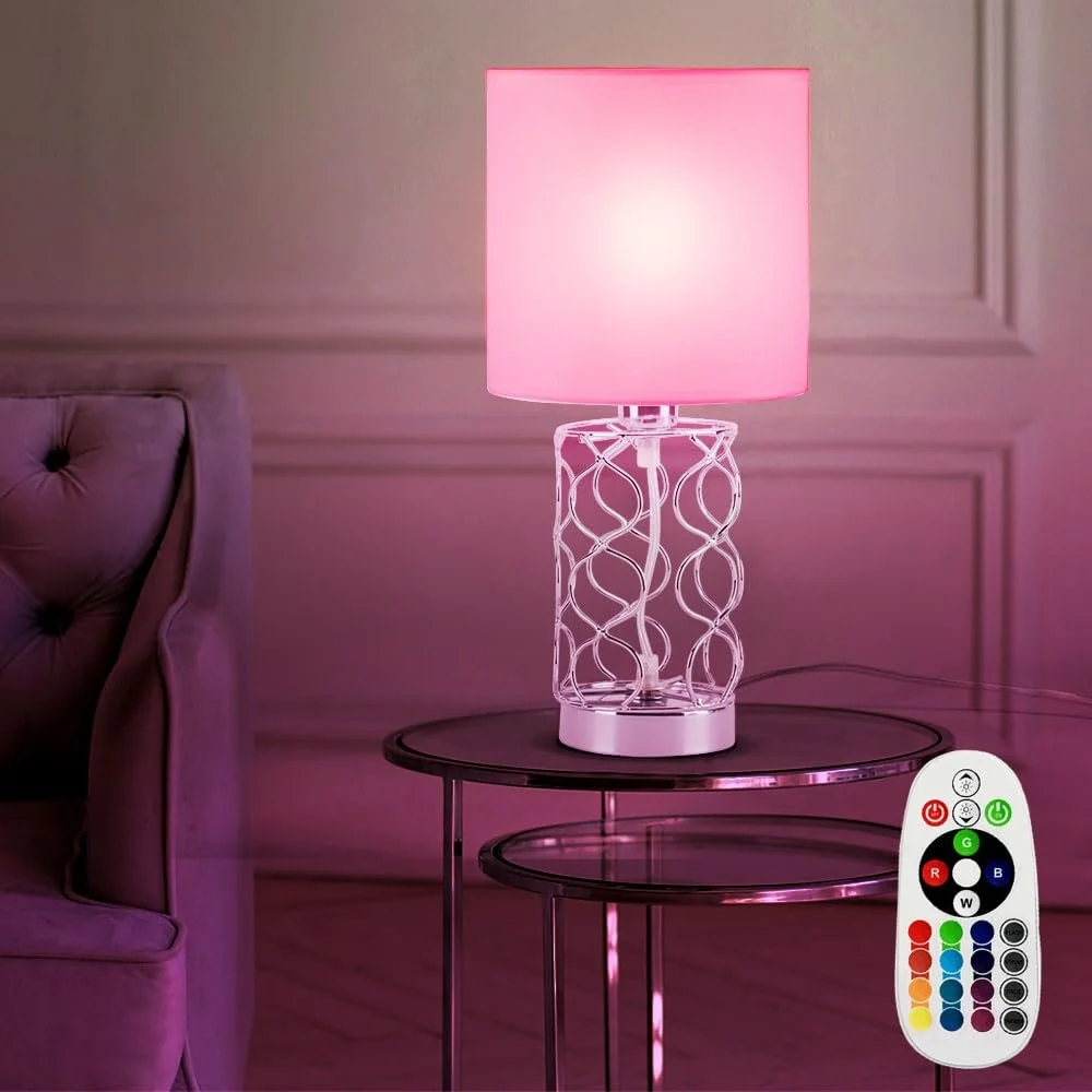 Настільна лампа etc-shop Modern Bedside RGB LED 4,8 Вт 470 лм Сталь Текстиль 18 x 35 см Білий, фото №3