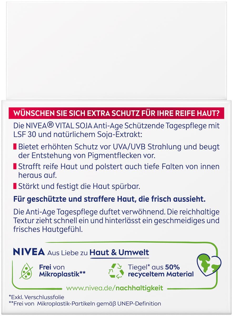 Денний антивіковий крем для обличчя Nivea Vital Soy SPF 30 50 мл, фото №9 Денний антивіковий крем для обличчя Nivea Vital Soy SPF 30 50 мл, фото №9