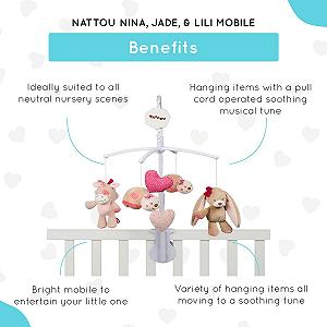 Мобиль для кроватки Nattou Nina Jade и Lili мягкая колыбельная "La-Lu" synthetic.ua - Фото 1