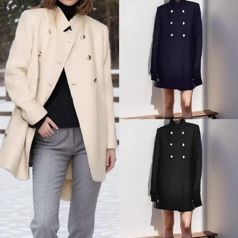 Шерстяное пальто Moderner с длинными рукавами и отложным воротником, темно-синего цвета, фото №6 Шерстяное пальто Moderner с длинными рукавами и отложным воротником, темно-синего цвета, фото №6