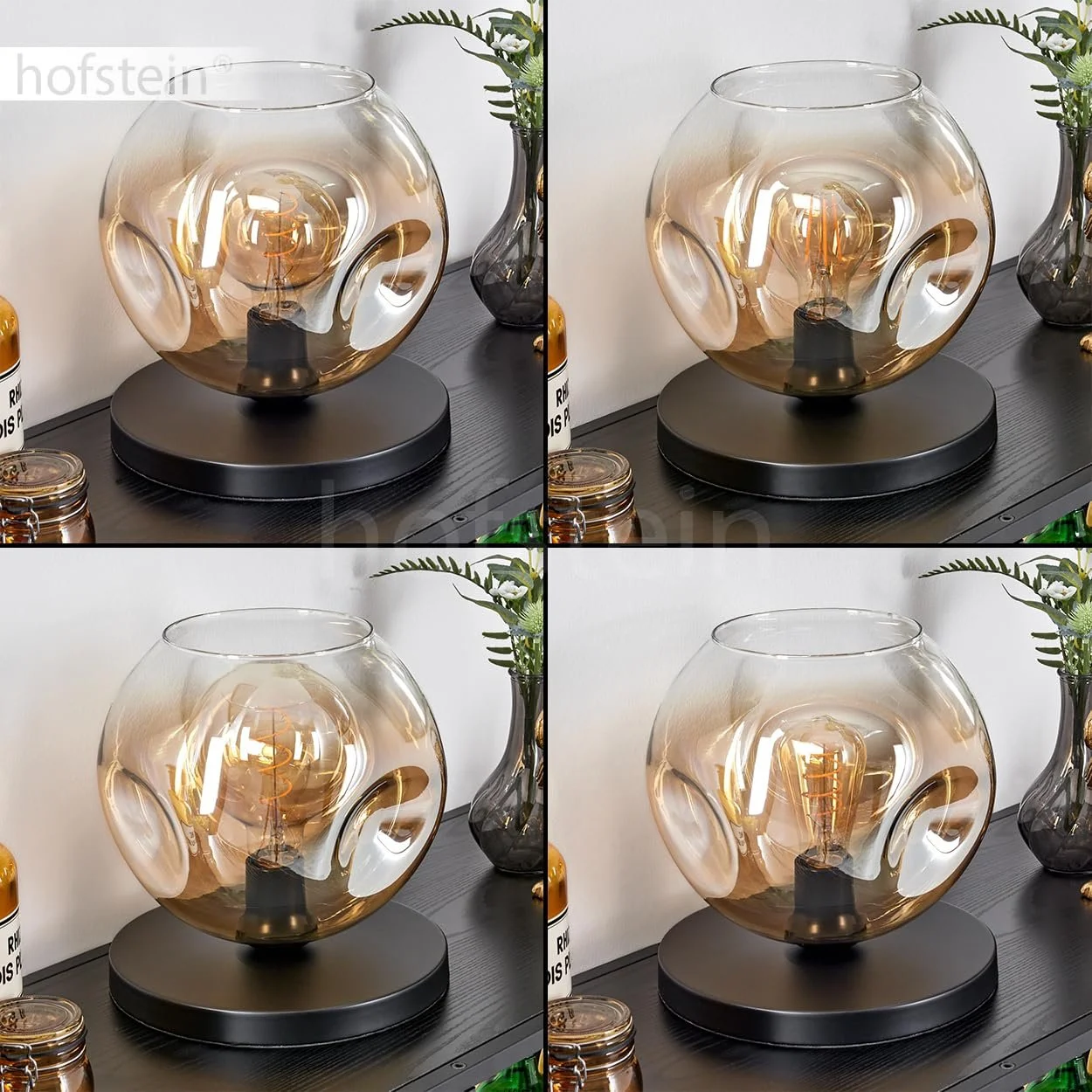 Настільна лампа Ripoll Метал/Скло 25 см 1 x E27 Чорний/Бурштиновий/Прозорий, фото №3