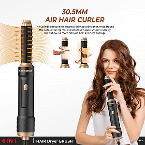 Стайлер для волос Atopskins 6-in-1 1000 W с насадками для завивки 30 mm черный synthetic.ua - Фото 1