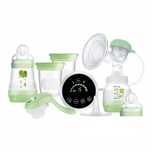 Електричний та ручний молоковідсмоктувач MAM 2 в 1 9 рівнів 2 пляшечки Easy Start Зелений - Фото 1