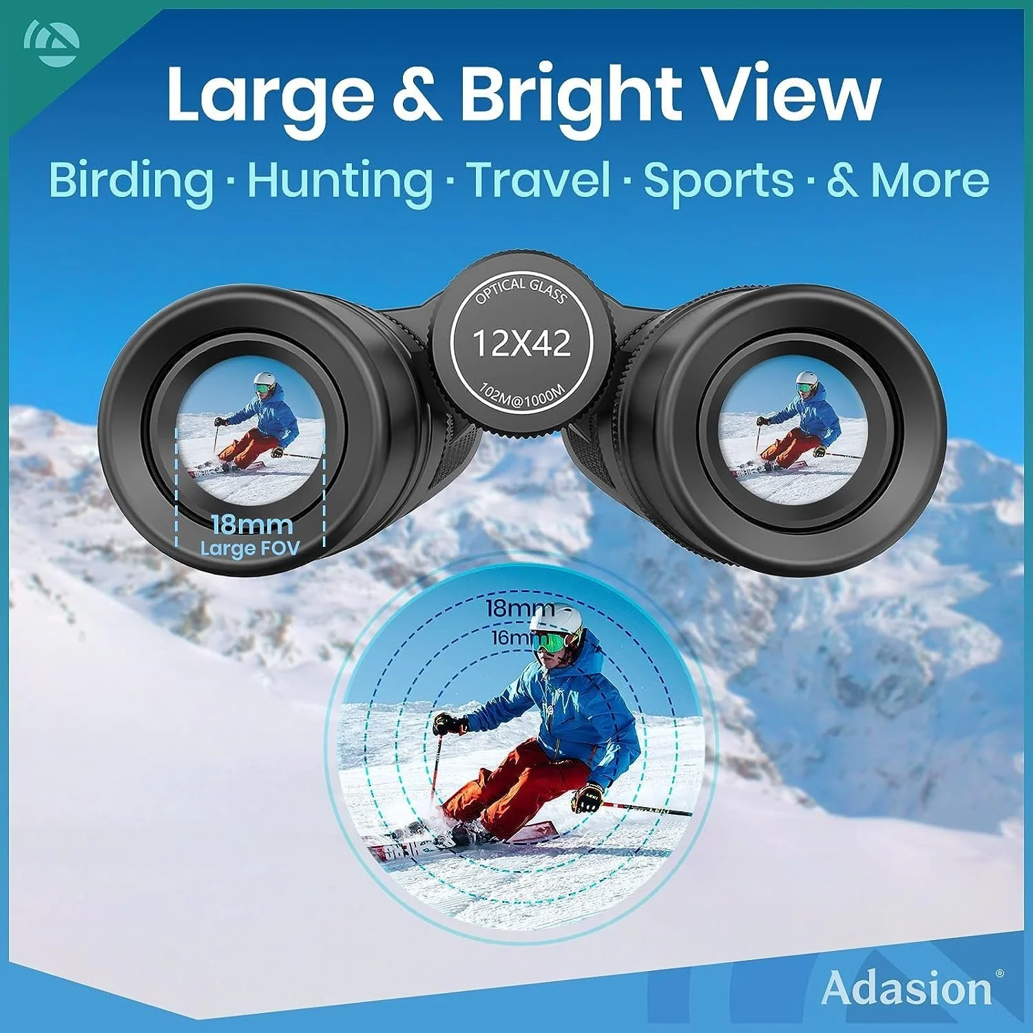 Бінокль Adasion 12x42 HD Black, фото №5