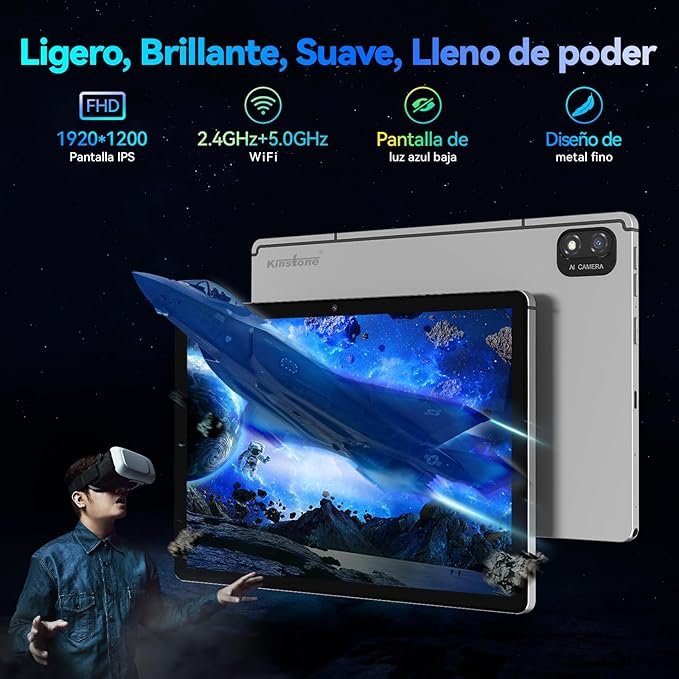 Планшет 10.1" Full HD Kinstone KST102SA 8/128Gb 4G 2-SIM 8 ядер Android 12 8000 mAh Чорний/Срібний, фото №6