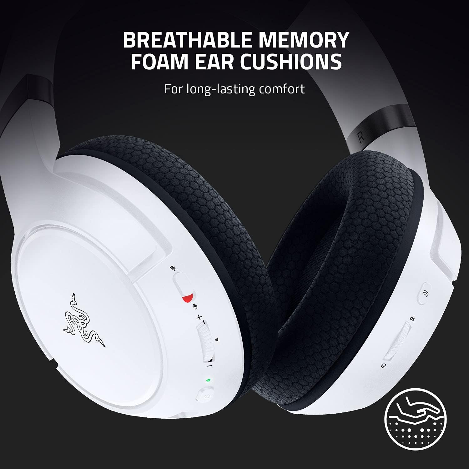 Геймерські бездротові навушники Razer Kaira for Xbox / Bluetooth 5.0 / Радіоканал Xbox Wireless / ENC / До 15 годин роботи / Біло-чорні (RZ04-03480200-R3M1), фото №3