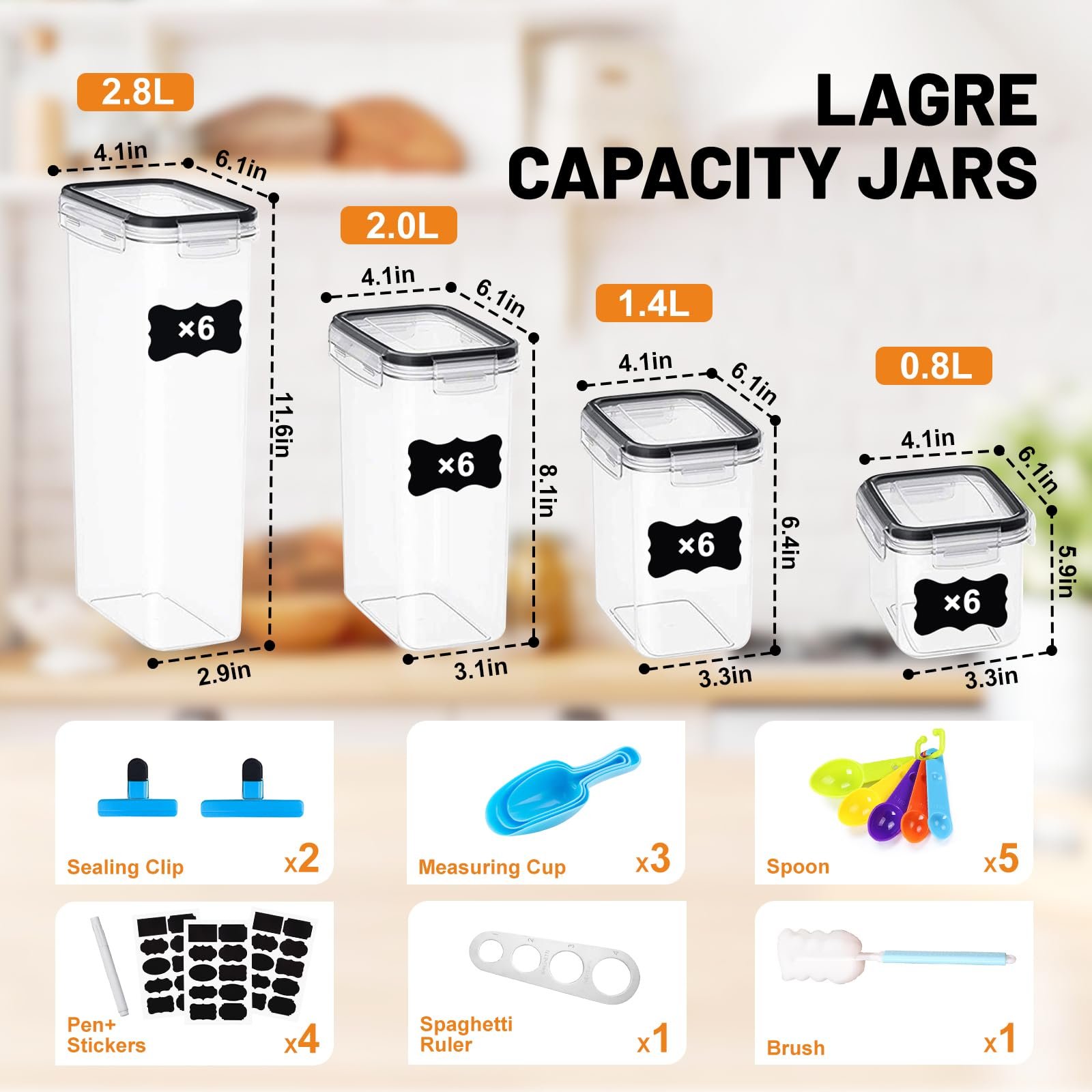 Набір герметичних ємностей для зберігання 24 штуки 4 розміри BPA-Free, фото №4
