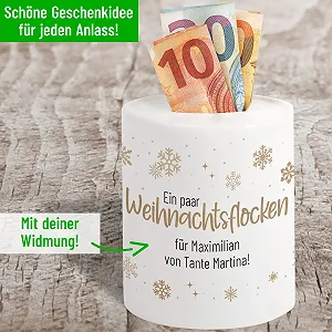 Скарбничка A Pair of Christmas Flakes Персоніфікована Керамічна з гномом synthetic.ua - Фото 1