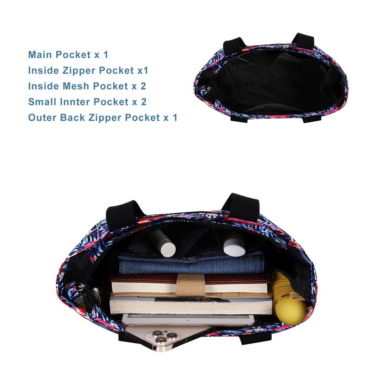 Сумка HAWEE жіноча, на плече, з блискавкою, повсякденна, велика, водонепроникна, для подорожей, роботи, школи, пляжу, фламінго, фото №7 Сумка HAWEE жіноча, на плече, з блискавкою, повсякденна, велика, водонепроникна, для подорожей, роботи, школи, пляжу, фламінго, фото №7