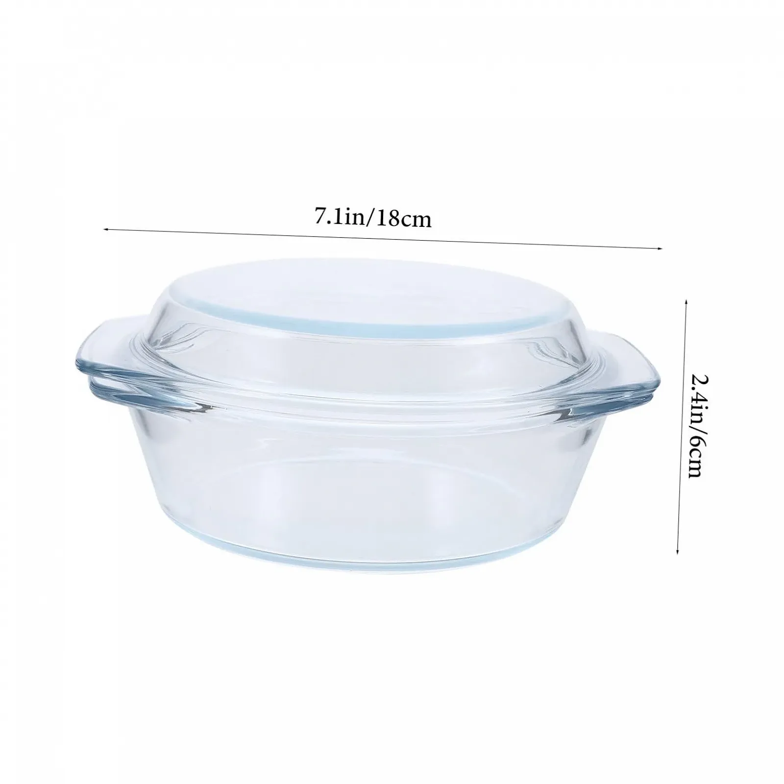 Форма для запікання скляна з кришкою кругла термостійка для мікрохвильової печі, фото №2