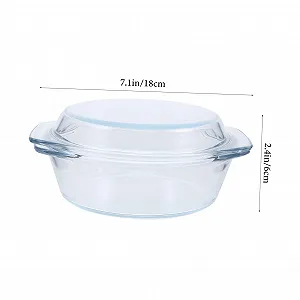 Форма для запікання скляна з кришкою кругла термостійка для мікрохвильової печі synthetic.ua - Фото 1