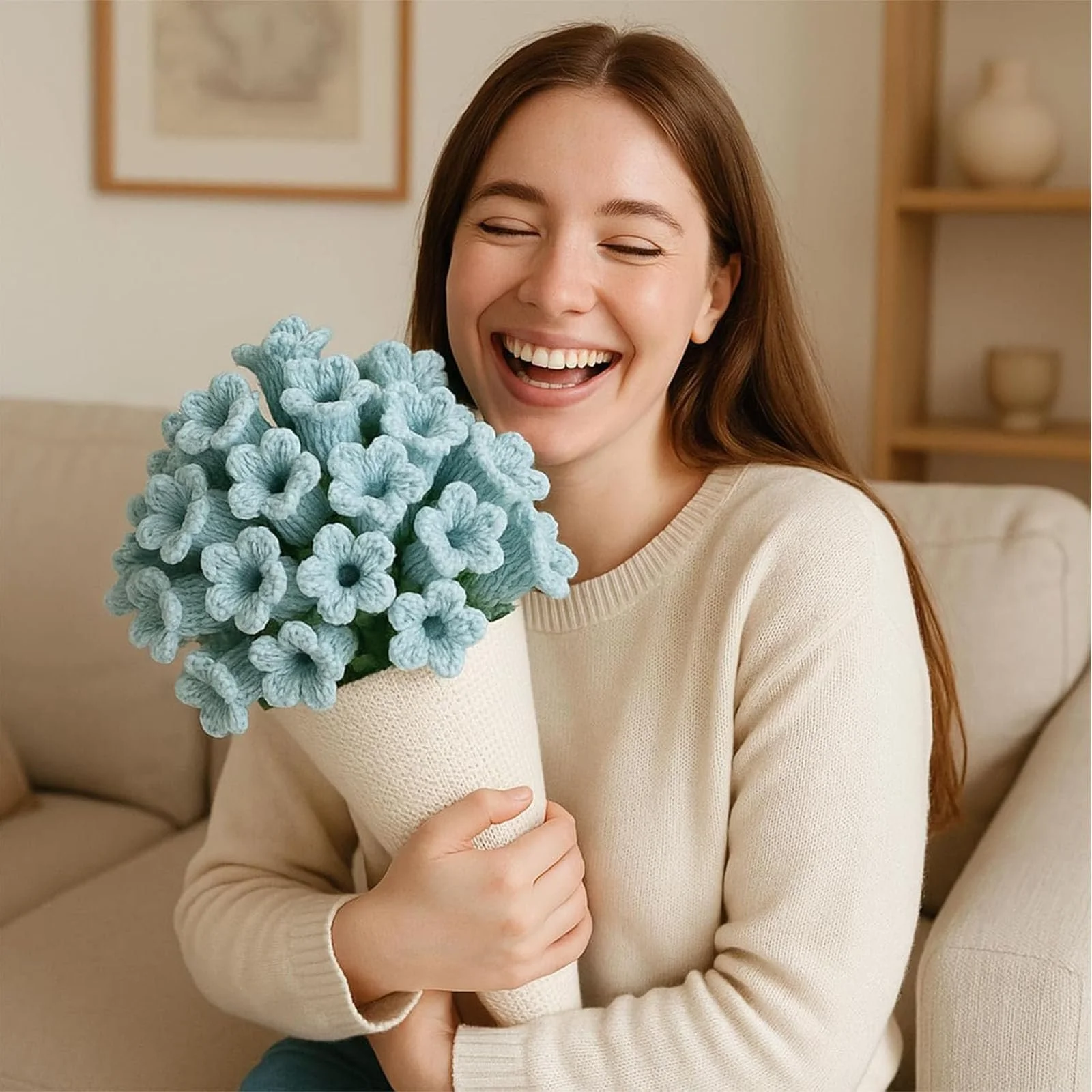 Одеяло Цветочное, Одеяло Букет, Цветочное Одеяло, Идея подарка на День матери, День рождения, Свадьба, Романтическое украшение для дома (40 x 40 см, DIY набор материалов), фото №4