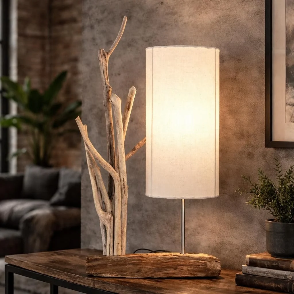 Настільна лампа HDmirrorR Werterhalt Madura Дрифтвуд Бавовна Ручна робота, фото №6