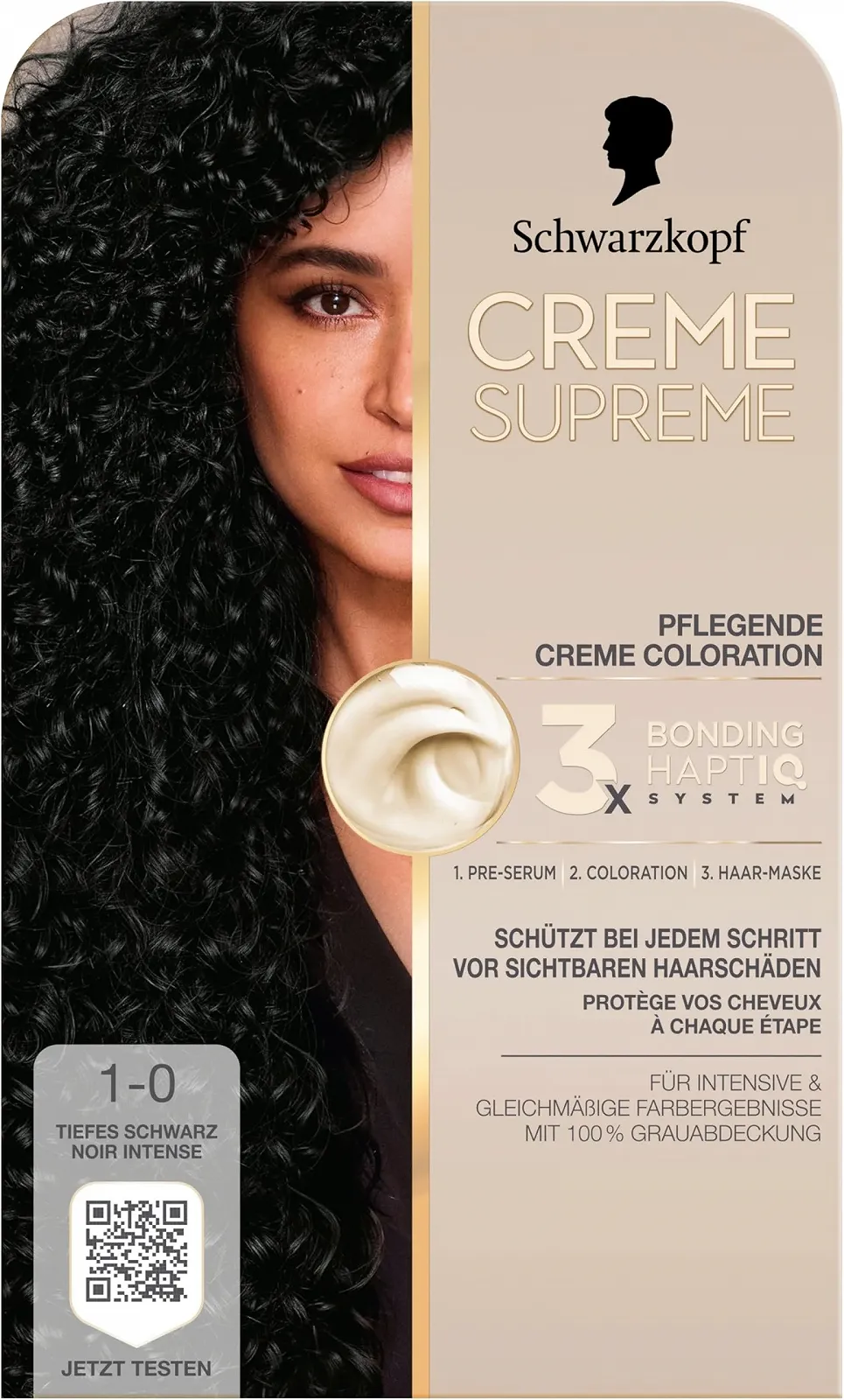 Крем-фарба Schwarzkopf Creme Supreme 1-0 Глибокий Чорний (4 x 182 мл), фото №2 Крем-фарба Schwarzkopf Creme Supreme 1-0 Глибокий Чорний (4 x 182 мл), фото №2