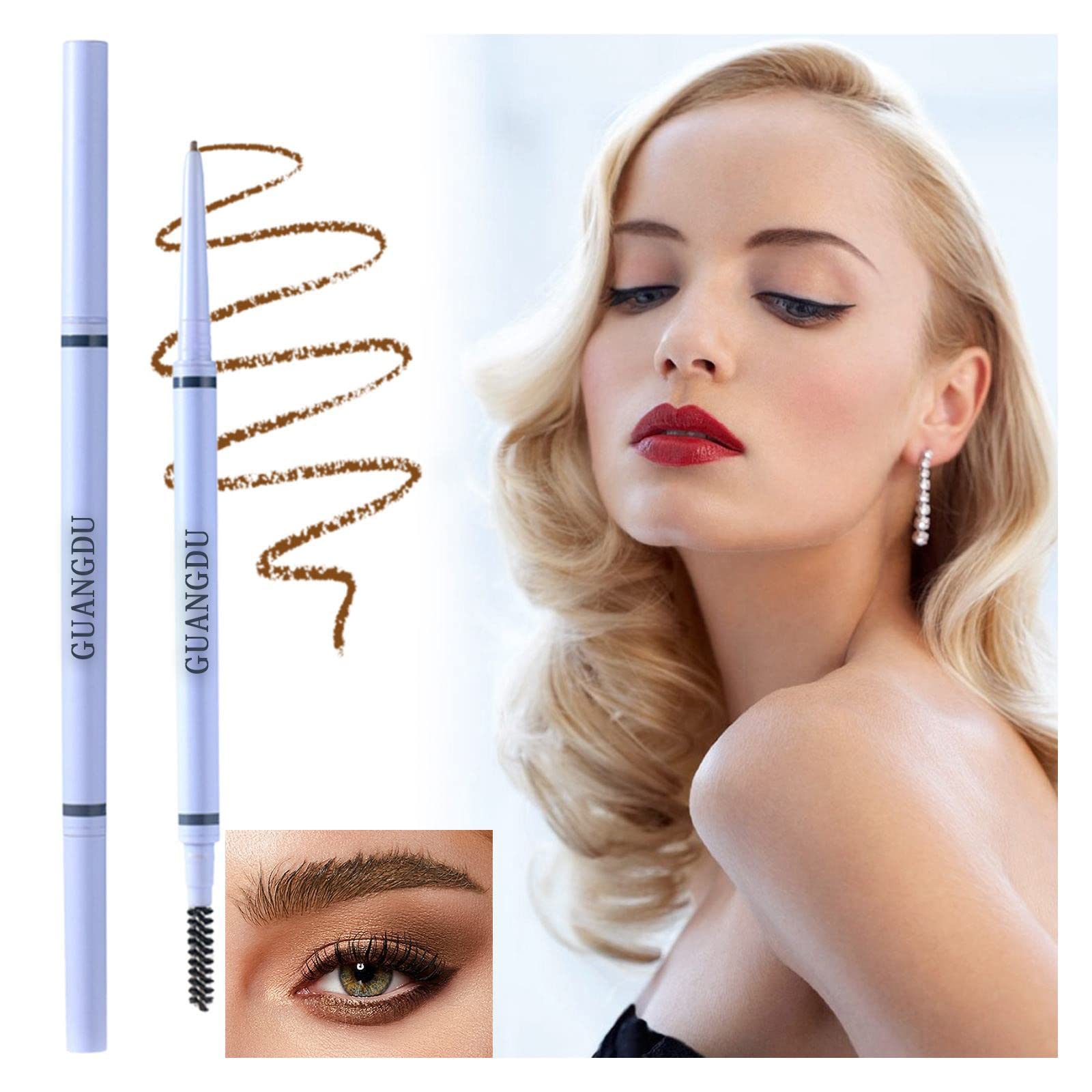 Олівець для брів Hair Roller Double-Headed Slim Pencil Waterproof Білий A, фото №6