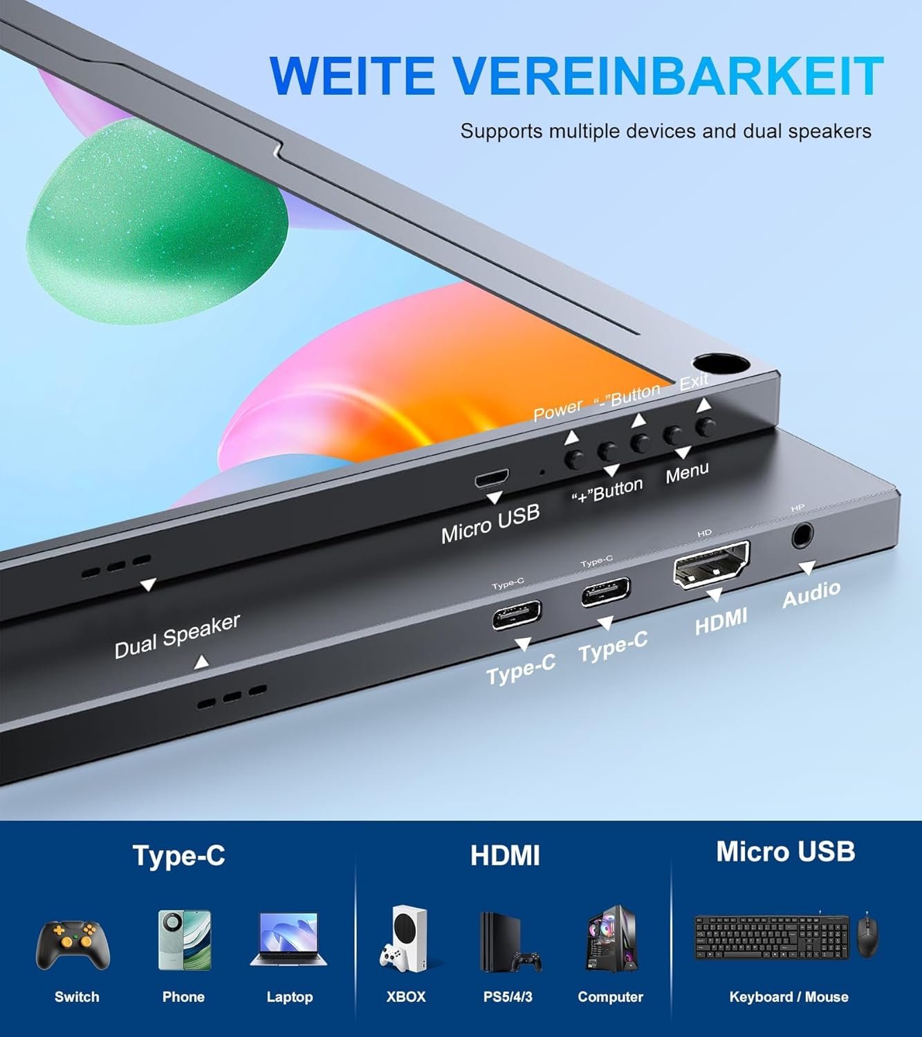 Монітор портативний 15.6" Missun XSEU-CX156-C 4K IPS 60 Гц, фото №7