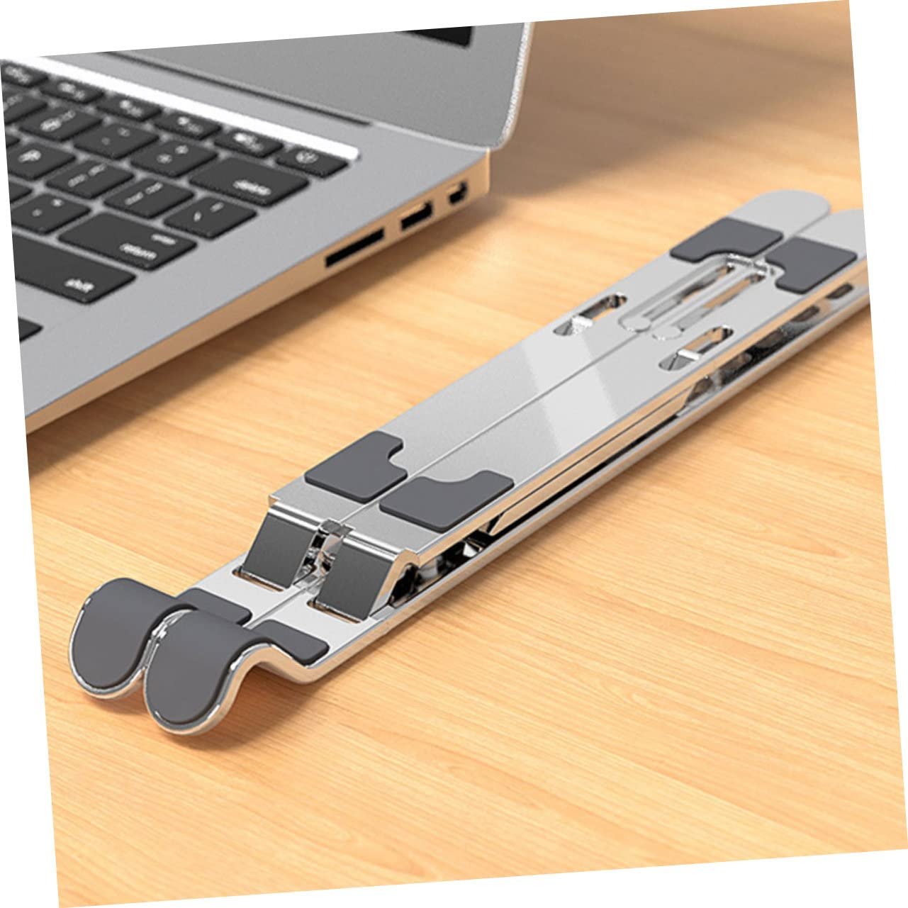 Подставка для ноутбука из алюминиевого сплава, регулируемая, складная подставка для компьютера, складная настольная подставка с функцией охлаждения, фото №7 Подставка для ноутбука из алюминиевого сплава, регулируемая, складная подставка для компьютера, складная настольная подставка с функцией охлаждения, фото №7