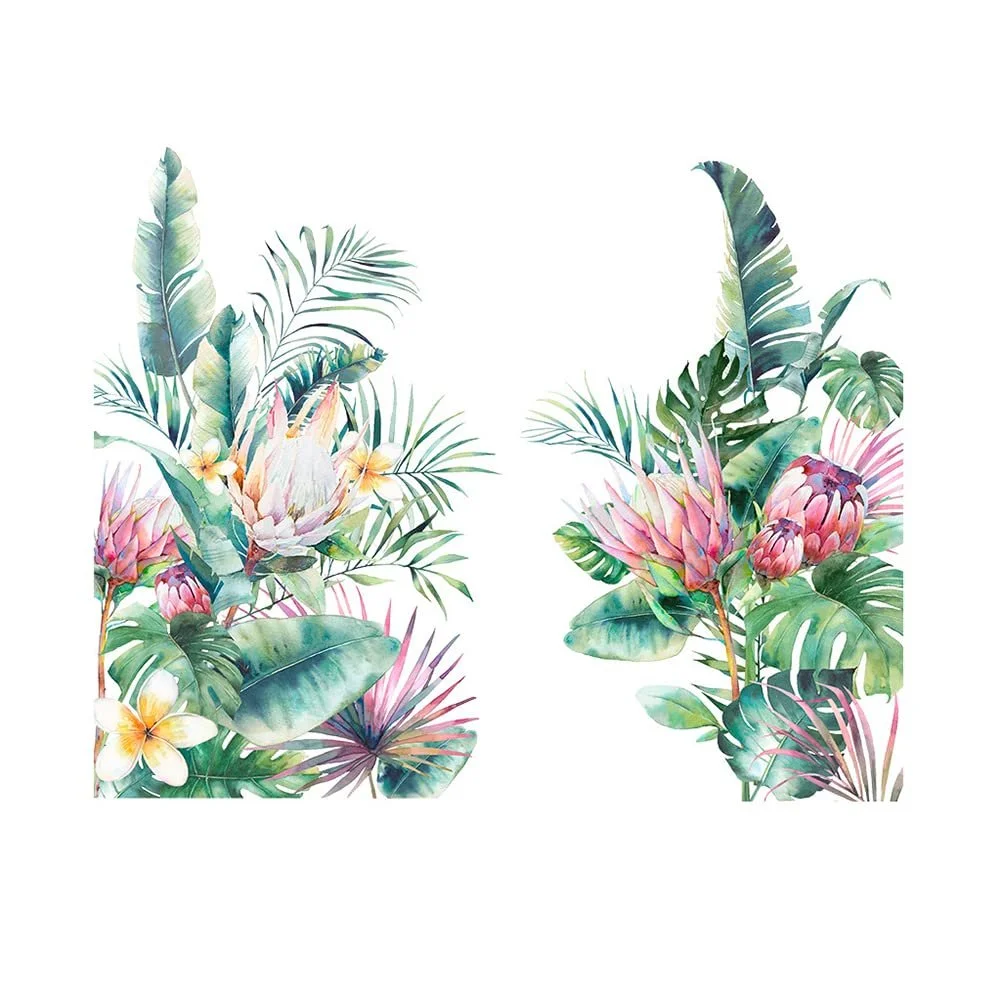 Наклейки на стіну Тропічне листя та квіти Набір із 2 шт. 30x90 см, фото №7