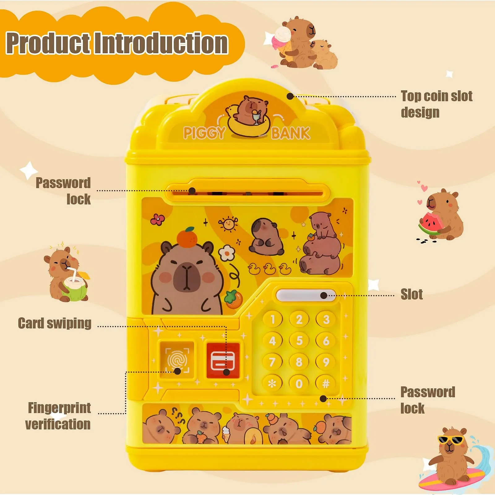 Скарбничка Capibala електронна музична з відбитком пальця та карткою, фото №3