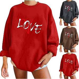 Свитшот NZYIHAO Oversize Женский Длинный рукав Принт сердце synthetic.ua - Фото 1