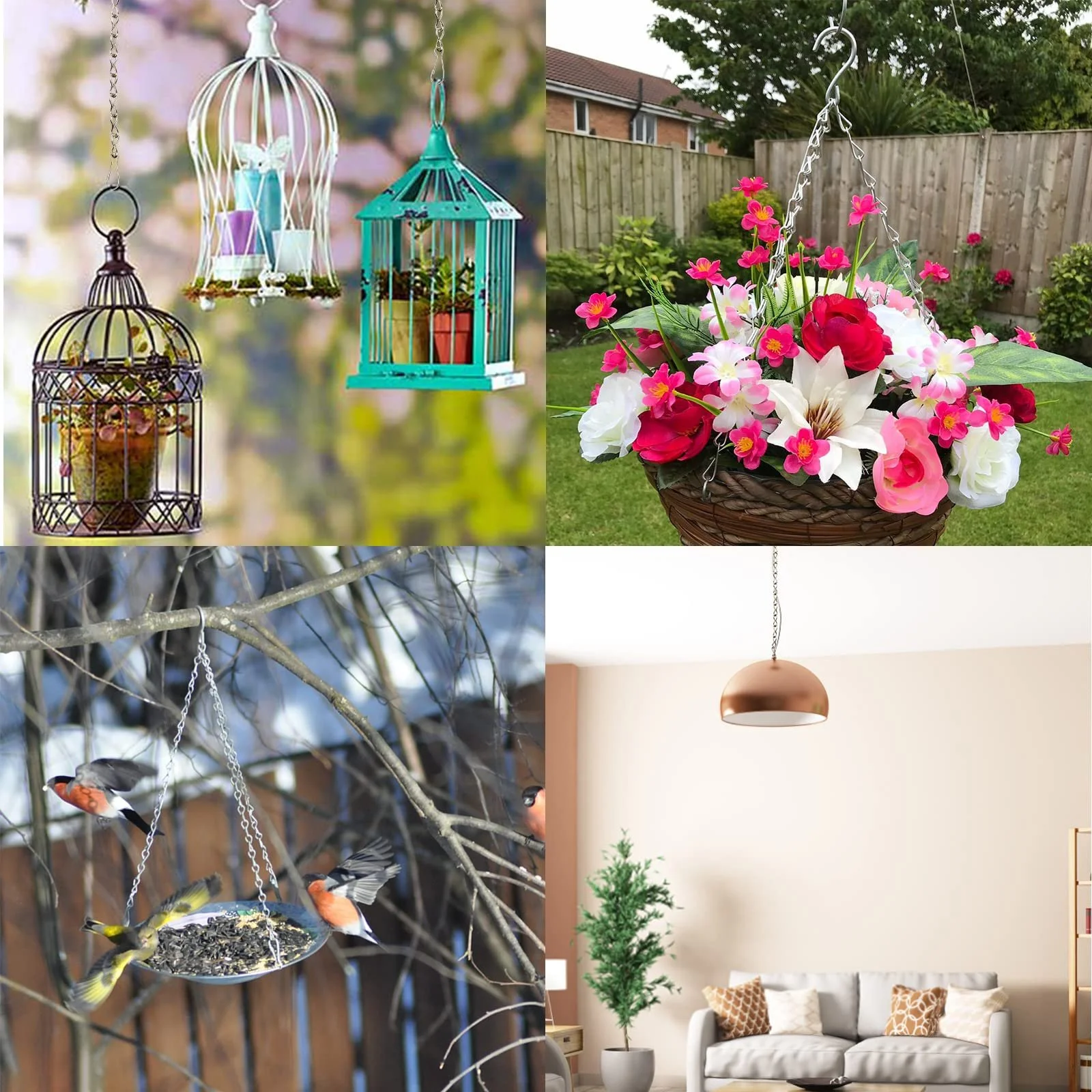 Цепи для подвешивания 4 шт. металлические 50 см с крючками и зажимами Прямая цепь, фото №7