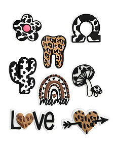 Джибітси леопардовий принт leopard print Jibbitz 8 шт аксесуари крокс прикраса Dz_114_1 - Фото 1