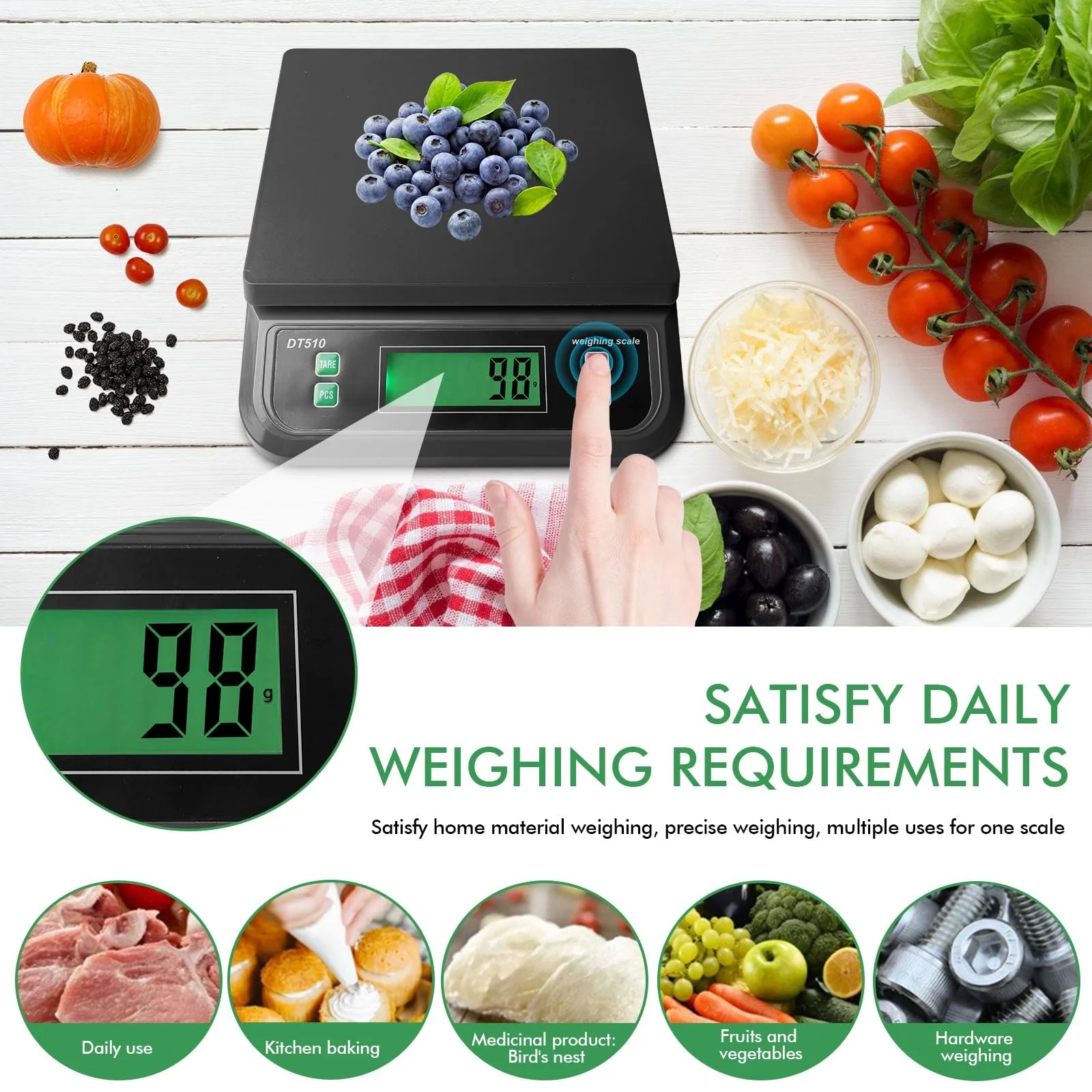 Кухонні ваги 30kg Digital LCD Tare PCS Counting Scale, фото №4