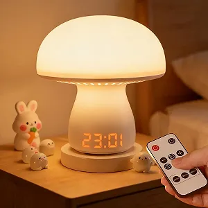 Настільна лампа-нічник Mushroom Touch Dimmable Акумулятор 3600 мАг USB RGB з годинником та таймером - Фото 1