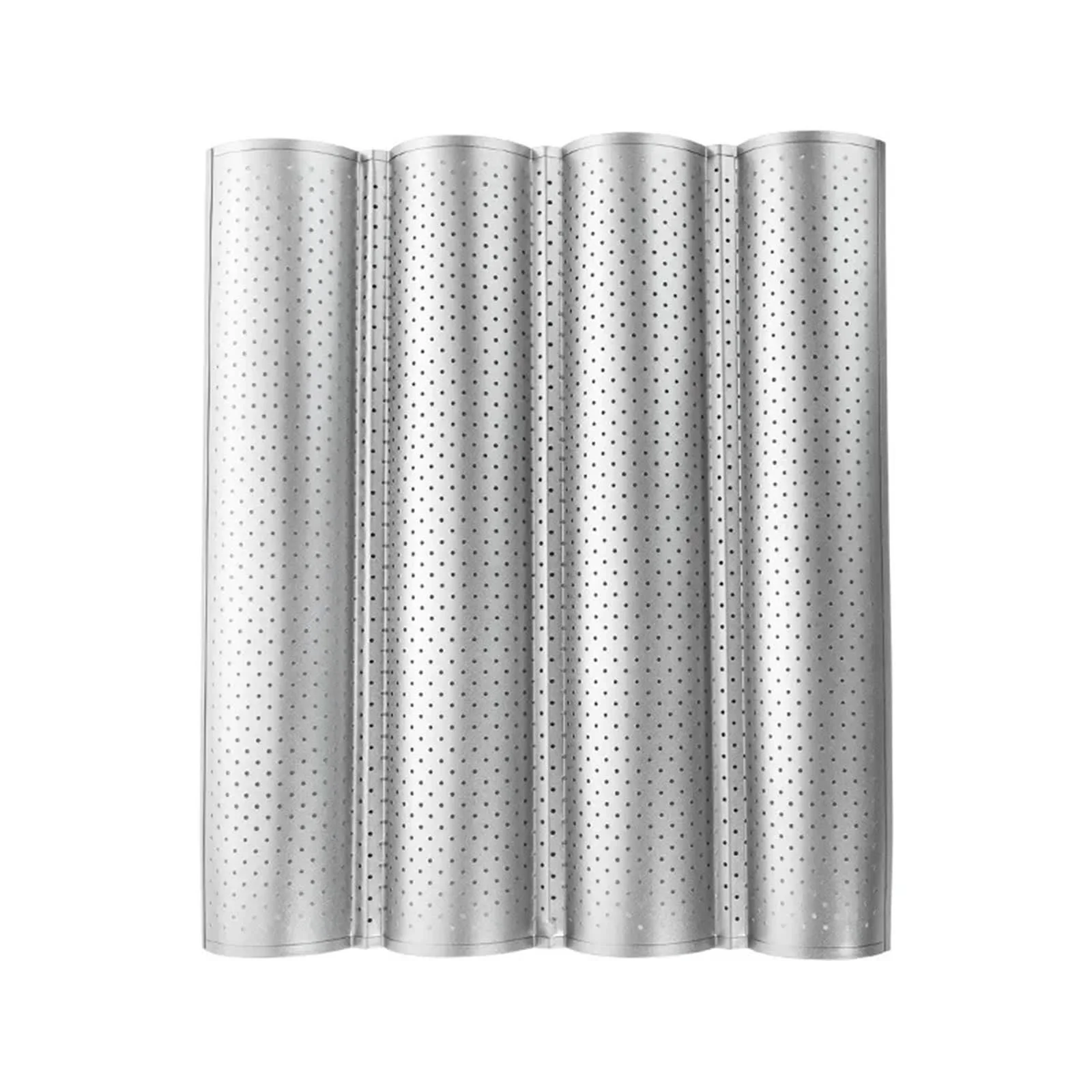 Форма для випікання хліба та багетів 4 відділення хвиляста Срібляста Scatter, фото №1