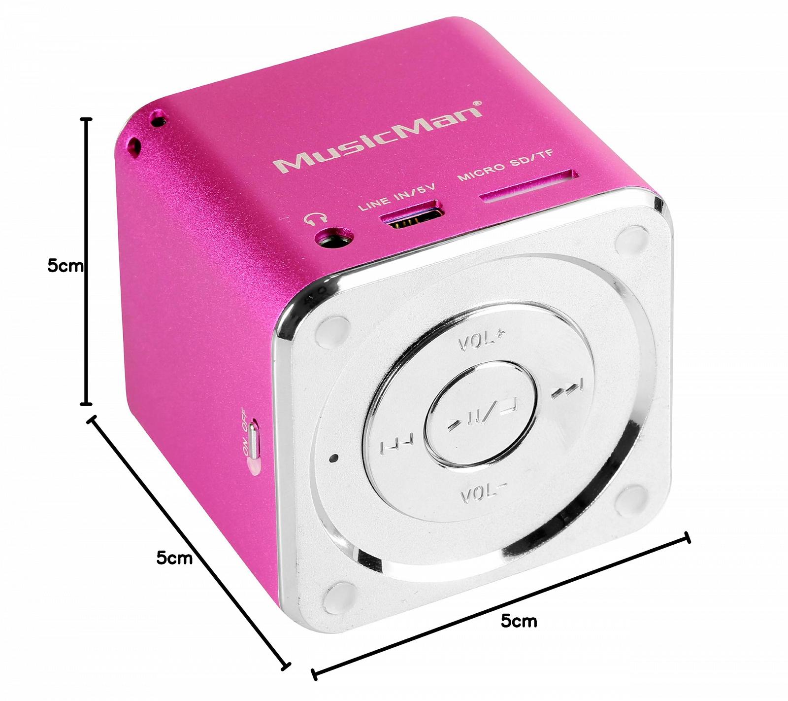 Мініатюрна Портативна колонка MusicMan TXX3531 MP3 Player Лінійна функція Слот для карт SD/microSD Рожевий, фото №7