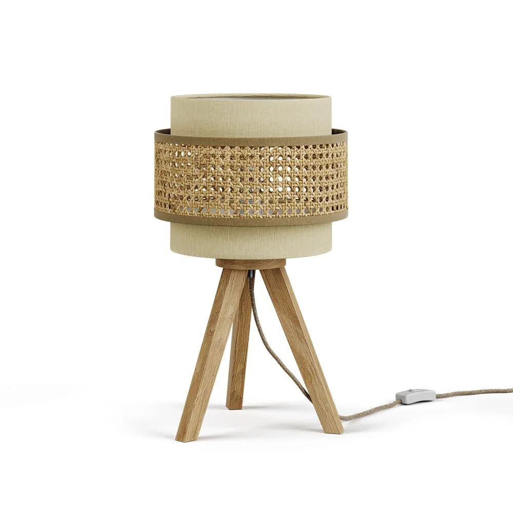Настільна лампа Vicco Morten Ротанг Дерево Кремова 26 x 45 см E27, фото №1