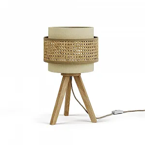 Настільна лампа Vicco Morten Ротанг Дерево Кремова 26 x 45 см E27 - Фото 1