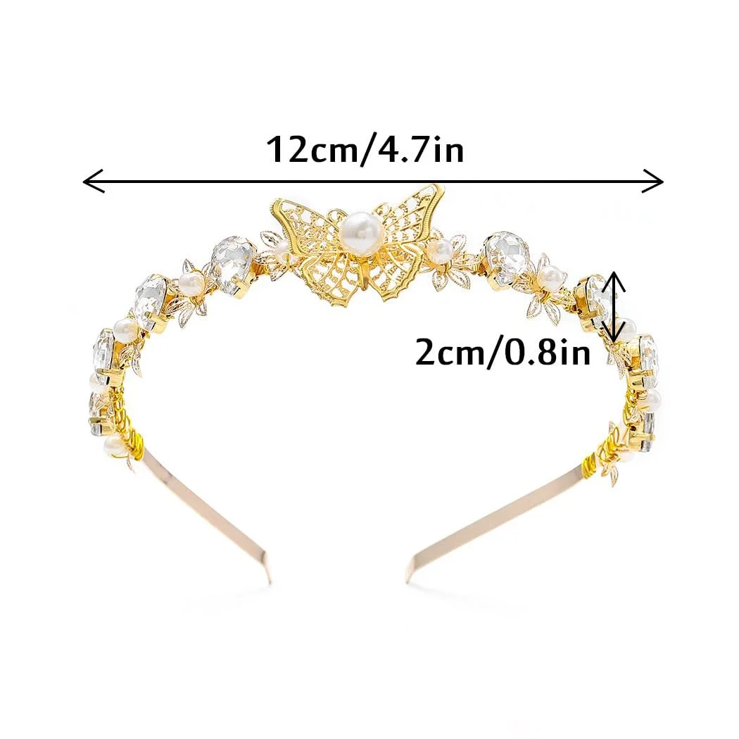 Обруч для волосся з кристалами та метеликами, фото №4