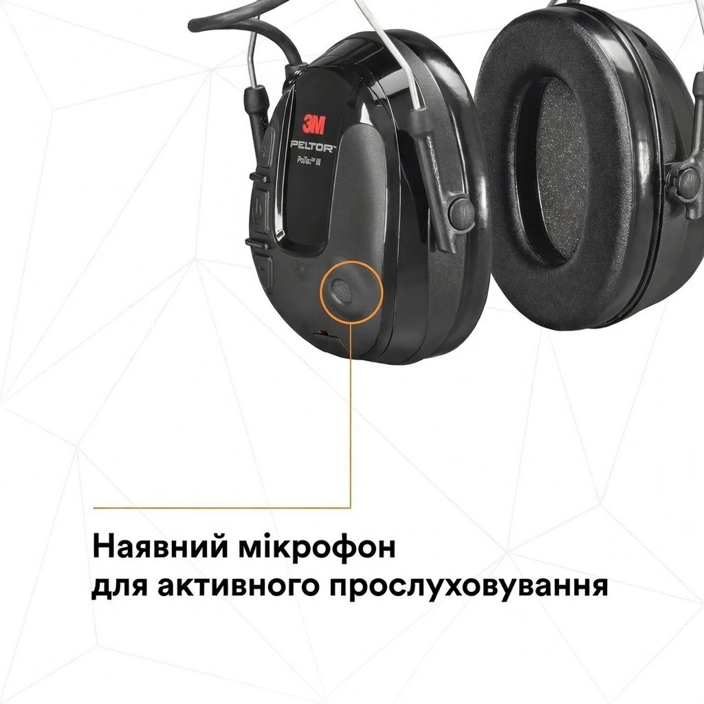 Активні навушники для стрільби 3M PELTOR ProTac III Slim / Активне шумозаглушення / Чорні, фото №9