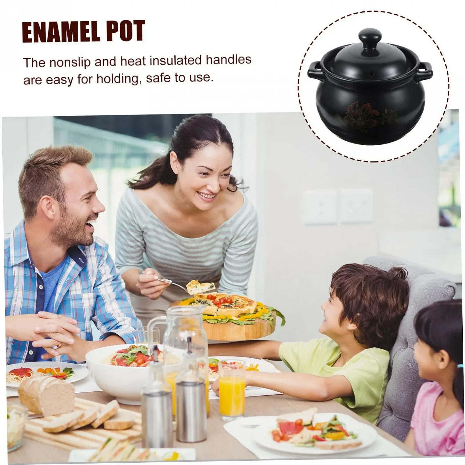 Каструля керамічна термостійка чорна, фото №3