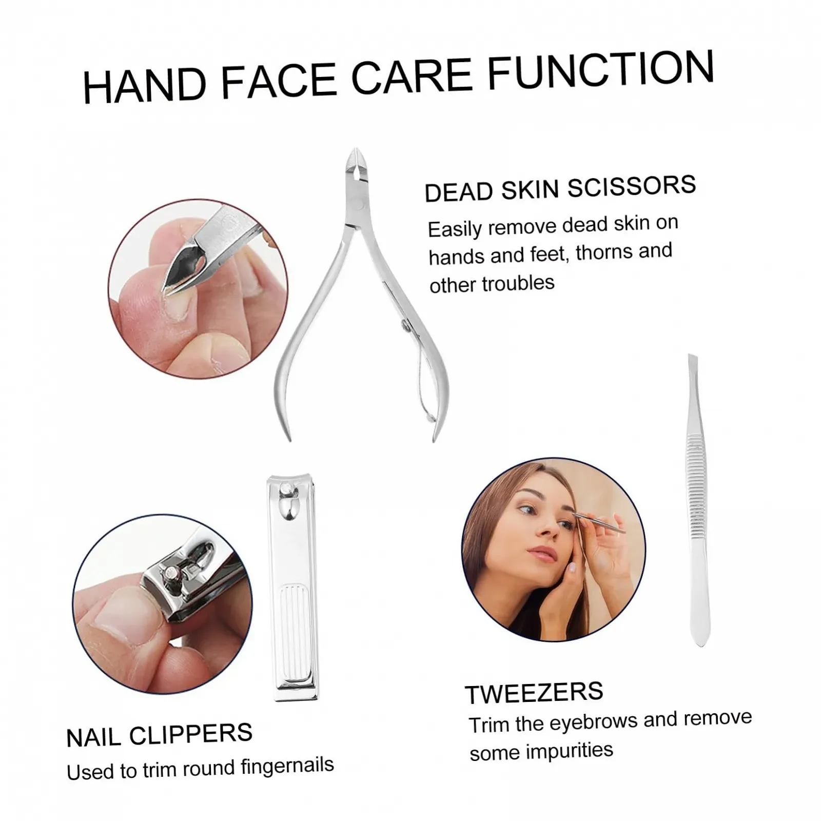 Набор для маникюра и педикюра PACKOVE 9 предметов, нержавеющая сталь, серый, фото №2