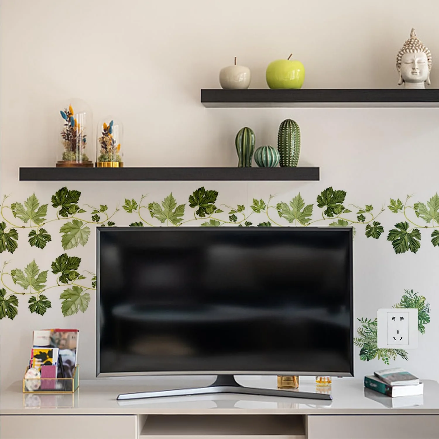 Наклейки на стіну Зелене листя та рослина 3 шт. PVC Зелений, фото №6