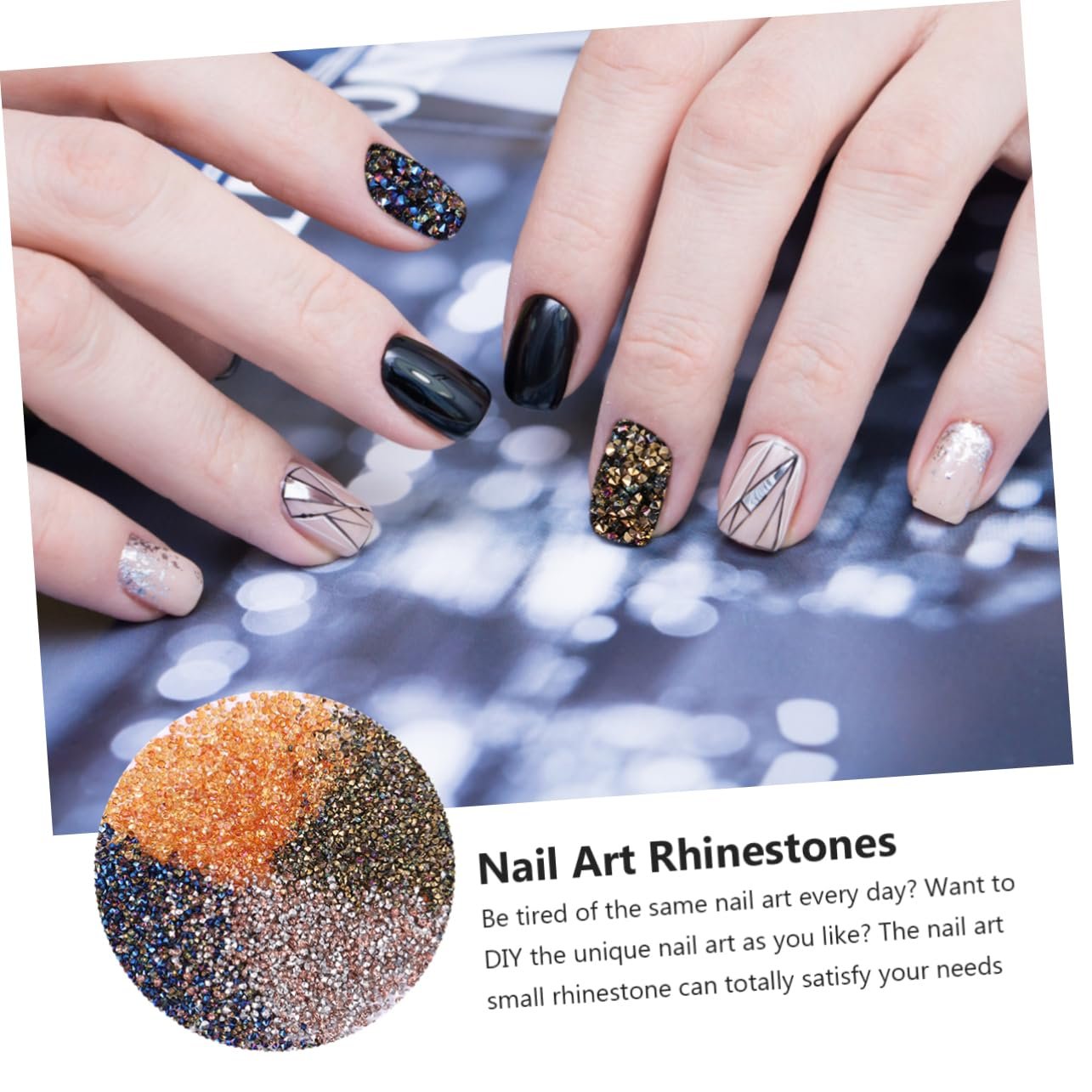 Стразы Тип PLAFOPE Микроцирконы для маникюра 4шт Радужный, Шампань, фото №3