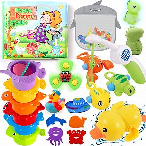 Игрушка для ванны заводная, стаканчики, рыбалка, книжка для ванны, игрушечные животные - Фото 1