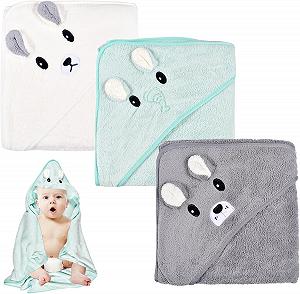 Полотенце с капюшоном Forhome 80 x 80 см, детское, 3 шт, полиэстер, унисекс, 0-5 лет - Фото 1