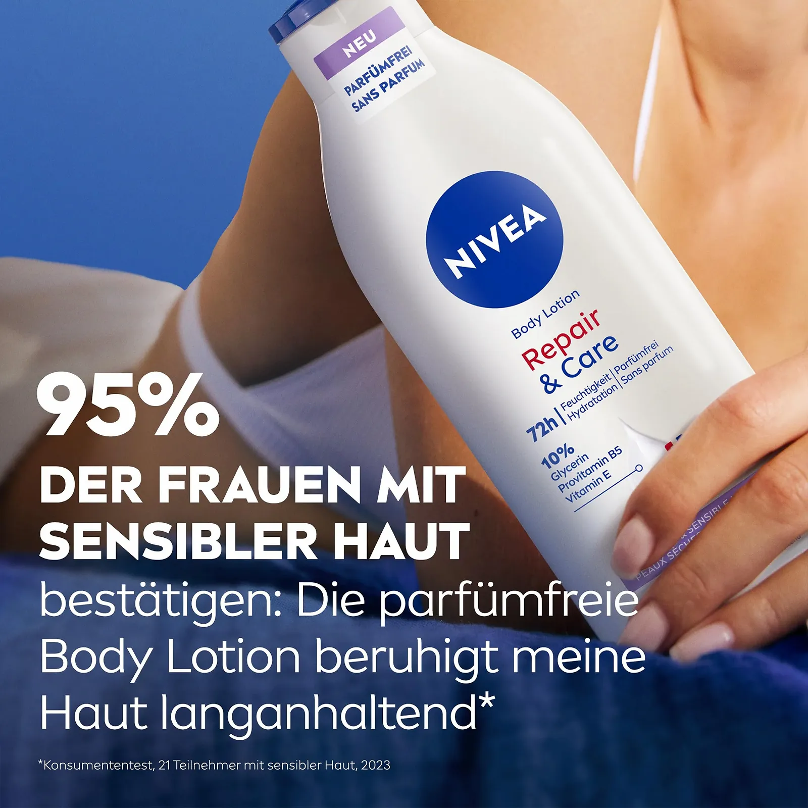 Лосьон для тела Nivea Repair & Care без отдушек 400 мл Увлажняющий крем с глицерином и провитамином B5 для чувствительной кожи, фото №7 Лосьон для тела Nivea Repair & Care без отдушек 400 мл Увлажняющий крем с глицерином и провитамином B5 для чувствительной кожи, фото №7