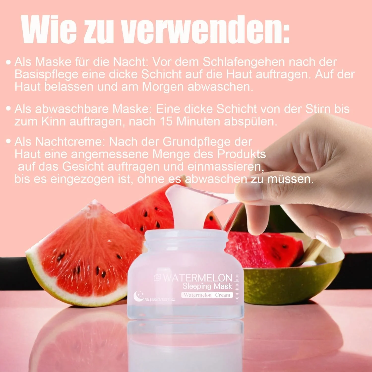 Ночная маска для лица с арбузом для улучшения упругости кожи, уменьшения морщин и глубокого увлажнения, фото №6