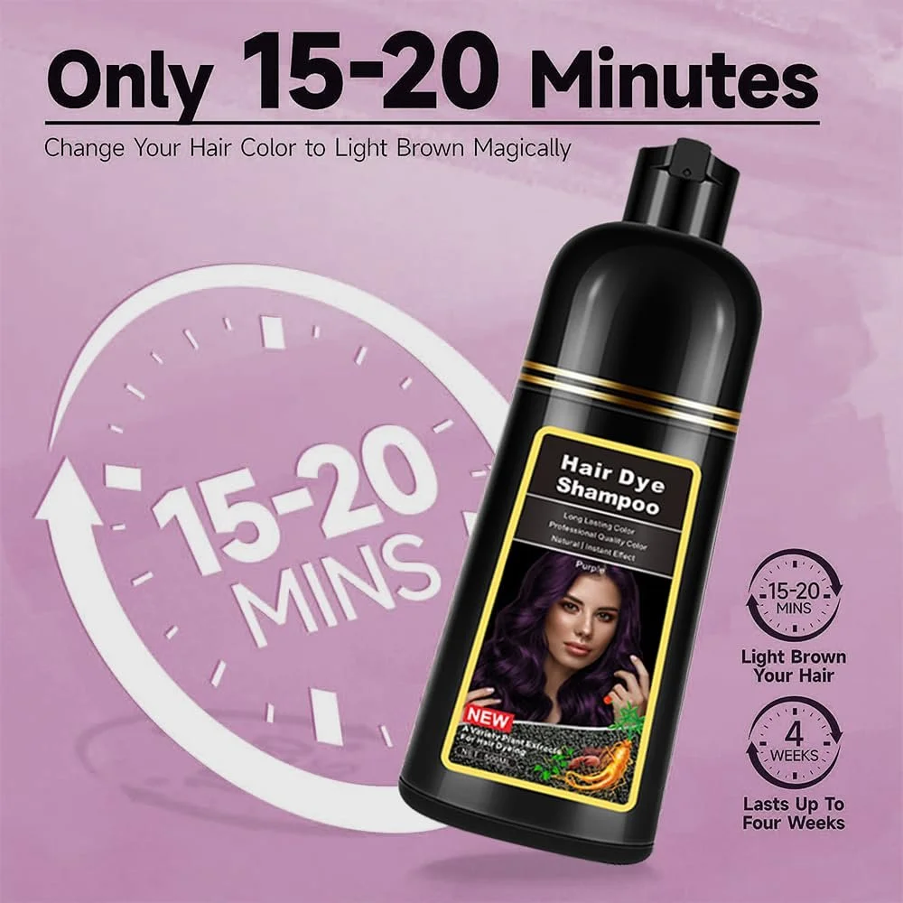 Шампунь-фарба AMZSEA Natural Violet Tint 3-в-1 для сивого волосся, фіолетовий, 500 мл, фото №3 Шампунь-фарба AMZSEA Natural Violet Tint 3-в-1 для сивого волосся, фіолетовий, 500 мл, фото №3