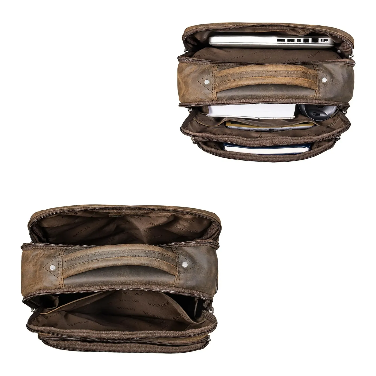Рюкзак для ноутбука STILORD Jayden Business Vintage 15-17" Шкіряний Чорний / Коричневий, фото №4