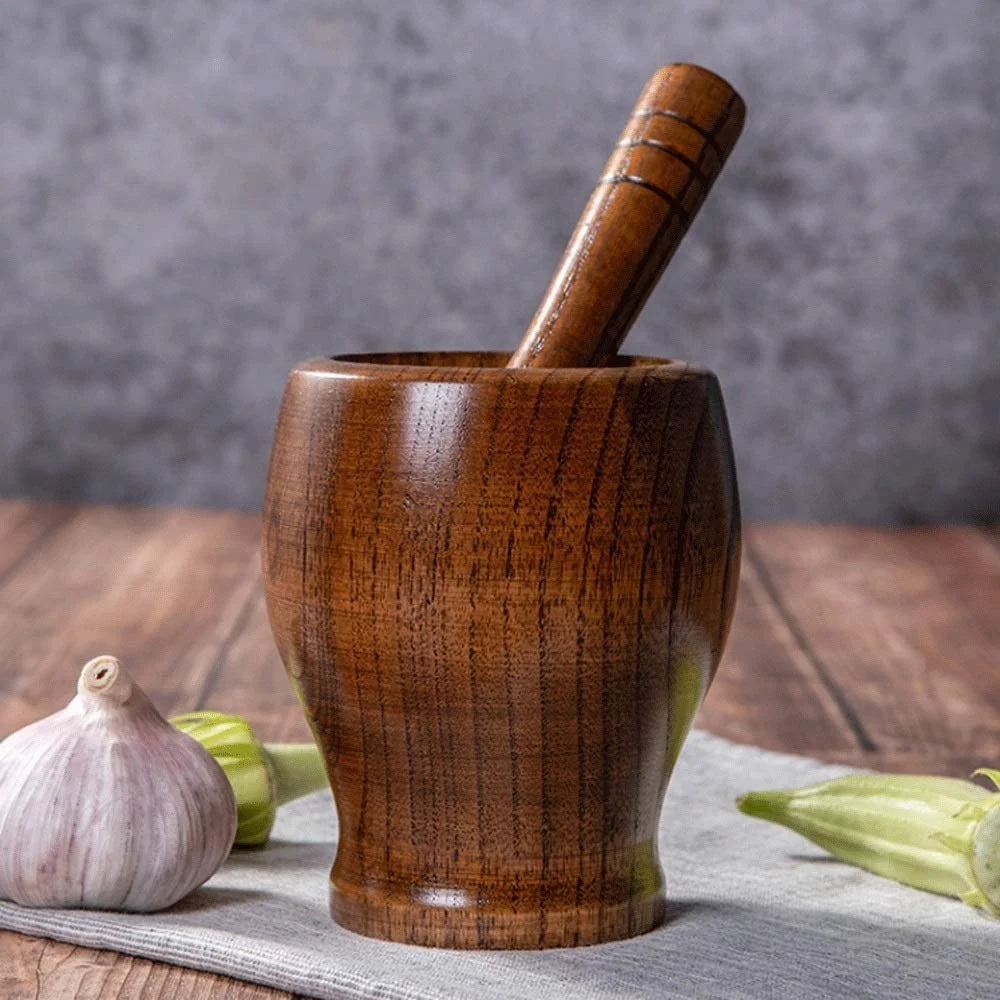 Ступка Дерев'яна для часнику, Прямокутна, дерев'яний товкачик, фото №4 Ступка Дерев'яна для часнику, Прямокутна, дерев'яний товкачик, фото №4